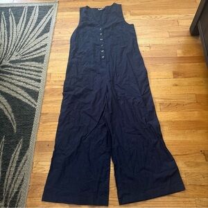 Roxy Wide Leg Cotton Crop Jumpsuit Size Large